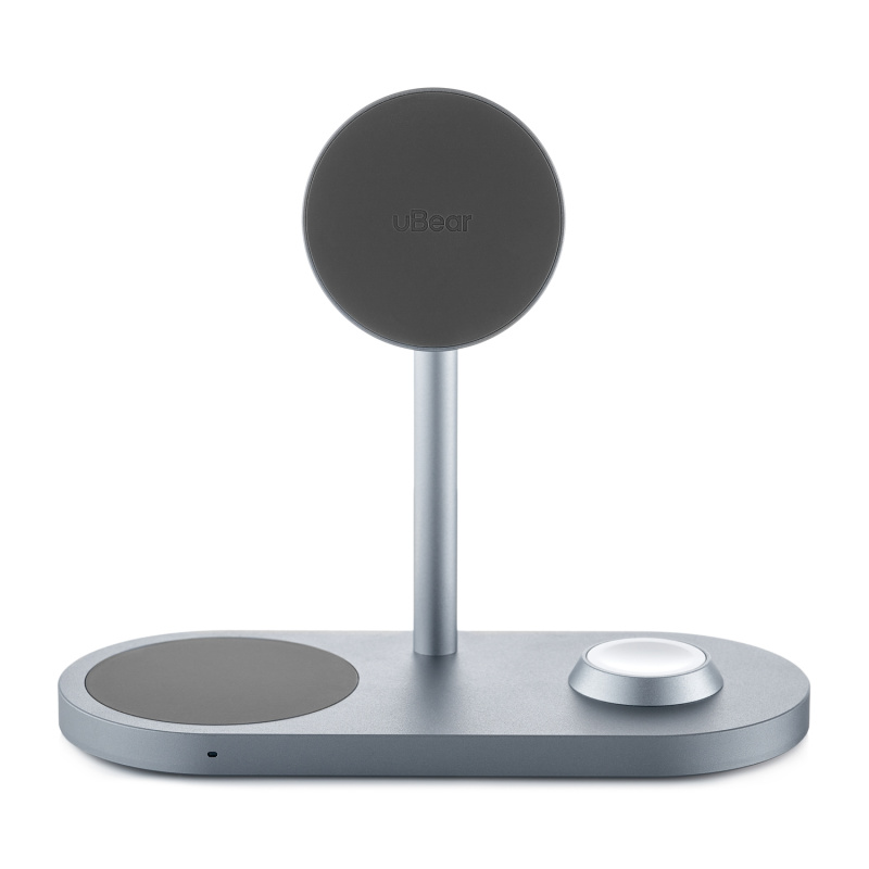 Фото Беспроводное зарядное устройство uBear Stage Pro, 3-в-1, MagSafe совместимое, серый Фото Беспроводное зарядное устройство uBear Stage Pro, 3-в-1, MagSafe совместимое, серый