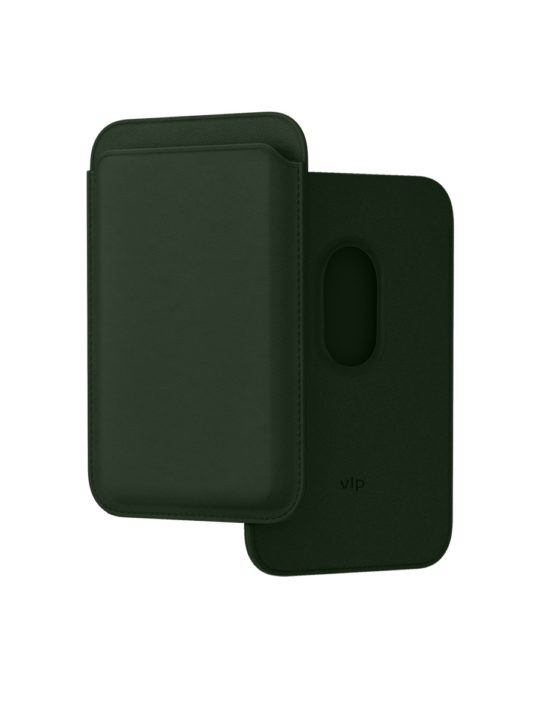 Фото Картхолдер VLP из экокожи с MagSafe, темно-зеленый Фото Картхолдер VLP из экокожи с MagSafe, темно-зеленый